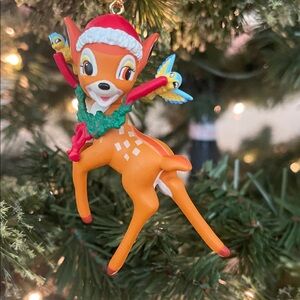 Disney Grolier Vintage Bambi Birds Holly Christmas Ornament with original box